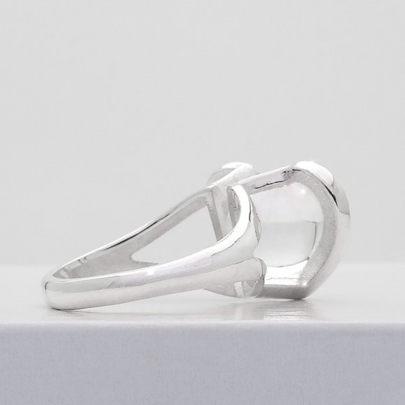 Crystal Ball Silver Heart Ring, Real 925 Sterling Ring Size 7, Mystique Ring - Picture 6 of 7